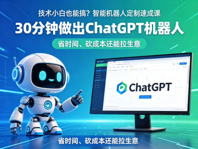 技术小白也能搞？智能机器人定制速成课，30分钟做出ChatGPT机器人，省时间、砍成本还能拉生意-小创项目网