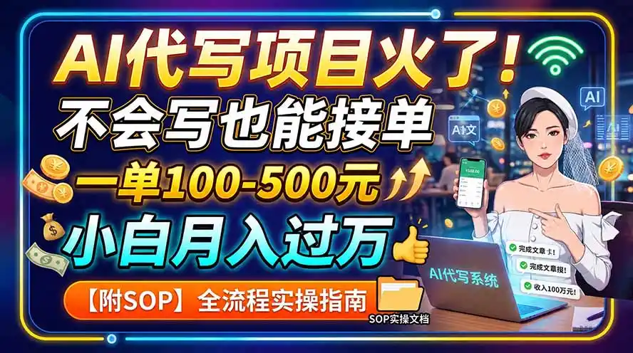 AI代写项目火了！不会写也能接单，一单100-500元，小白月入过万【附SOP】-小创项目网