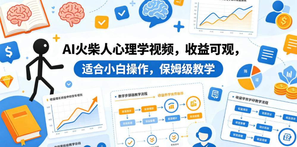 AI火柴人心理学视频，收益可观，适合小白操作，保姆级教学-小创项目网