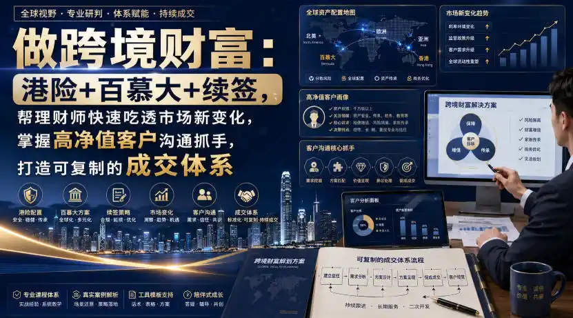 做跨境财富：港险+百慕大+续签，帮理财师快速吃透市场新变化，掌握高净值客户沟通抓手，打造可复制的成交体系-小创项目网