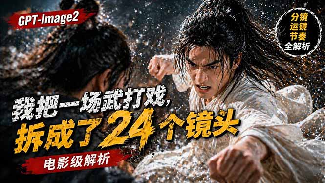用GPT-Image2，把一段武打对决拆成24个连续镜头，从人物建立、动作衔接、运镜节奏，到情绪爆发-小创项目网