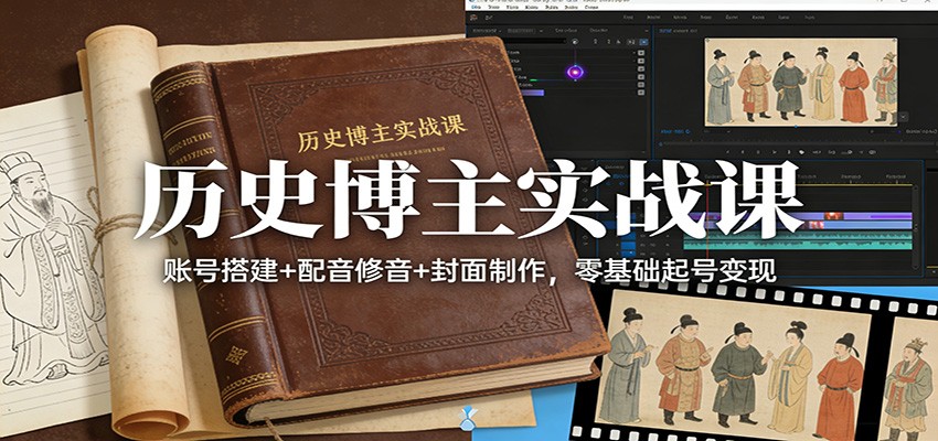 历史博主实战课：账号搭建+配音修音+封面制作，零基础起号变现-小创项目网