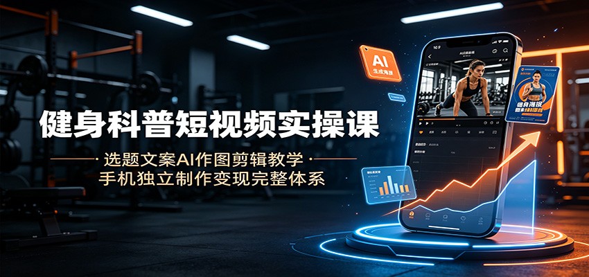 健身科普短视频实操课:选题文案AI作图剪辑教学,手机独立制作变现完整体系-小创项目网