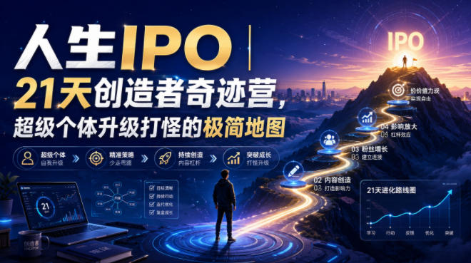 人生IPO︱21天创造者奇迹营，超级个体升级打怪的极简地图-小创项目网