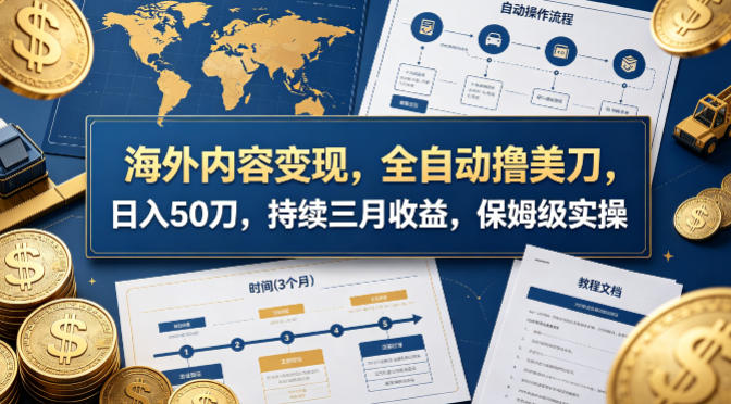 海外内容变现，全自动撸美刀，日入50刀，持续三月收益，保姆级实操【揭秘】-小创项目网