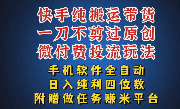 最新黑科技快手搬运带货方法，手机就能操作，轻松带你日入四位数【揭秘】-小创项目网