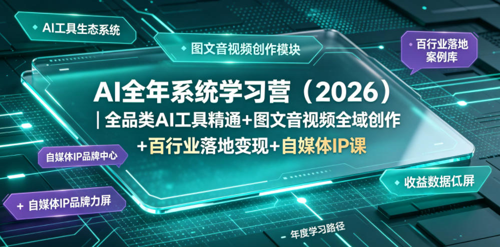 AI全年系统学习营(2026)｜全品类AI工具精通+图文音视频全域创作+百行业落地变现+自媒体IP打造年度进阶大课-小创项目网
