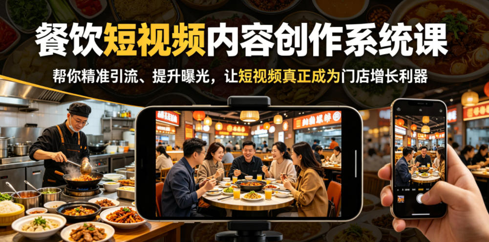 餐饮短视频内容创作系统课，帮你精准引流、提升曝光，让短视频真正成为门店增长利器-小创项目网