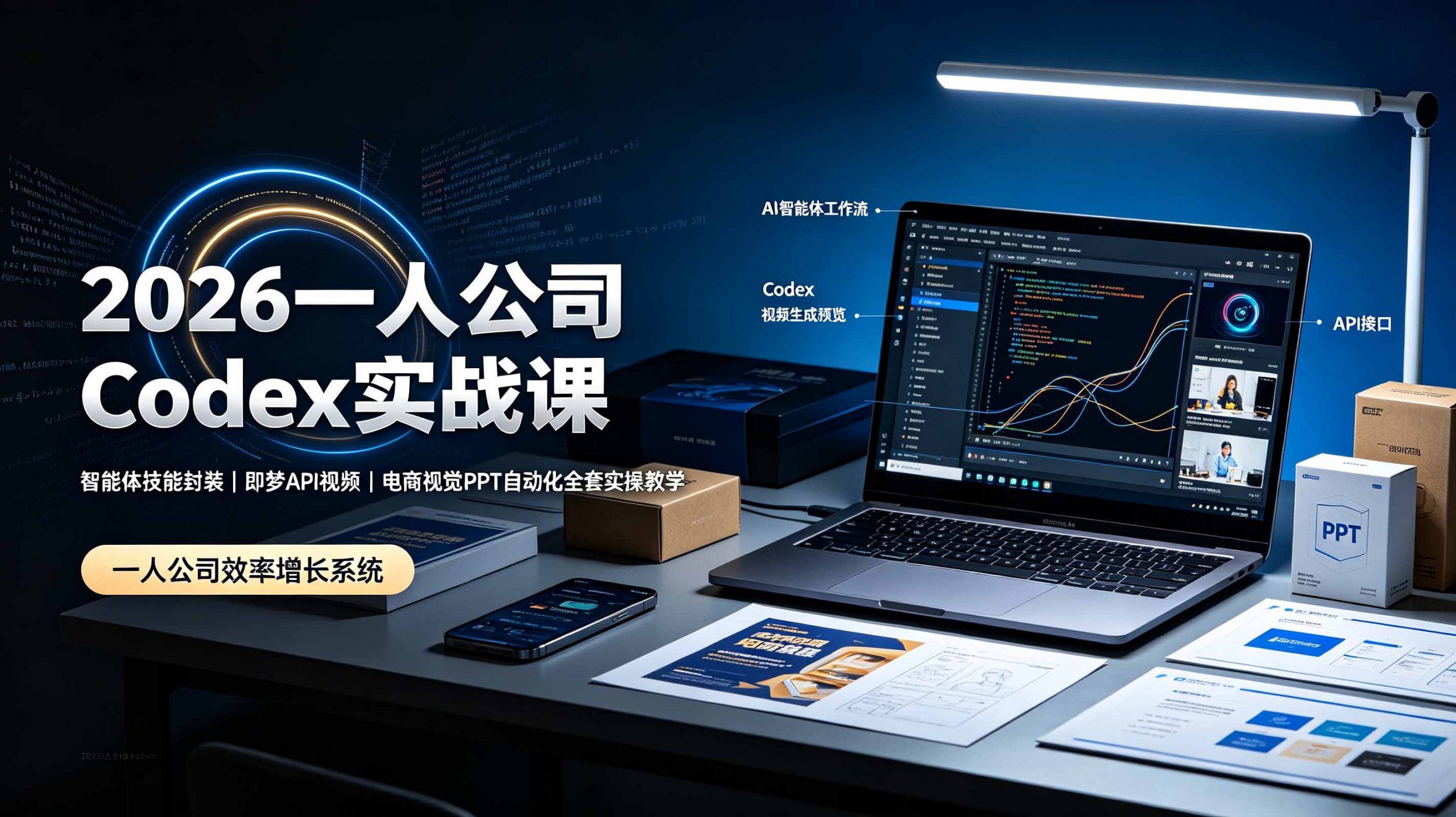 2026一人公司Codex实战课◆智能体技能封装|即梦API视频|电商视觉PPT自动化全套实操教学-小创项目网