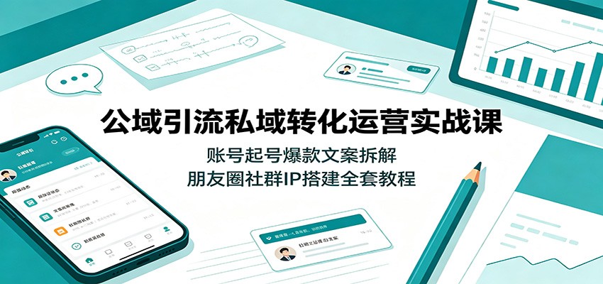公域引流私域转化运营实战课:账号起号爆款文案拆解,朋友圈社群IP搭建全套教程-小创项目网