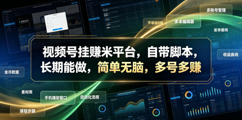 视频号挂賺米平台，自带脚本，长期能做，简单无脑，多号多賺【揭秘】-小创项目网