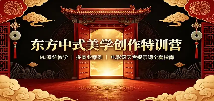 东方中式美学创作特训营：MJ系统教学，多商业案例，电影级天宫提示词全套指南-小创项目网