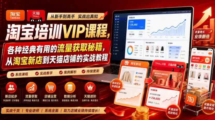 淘宝培训VIP课程，各种经典有用的流量获取秘籍，从淘宝新店到天猫店铺的实战教程(更新08月20日)-小创项目网