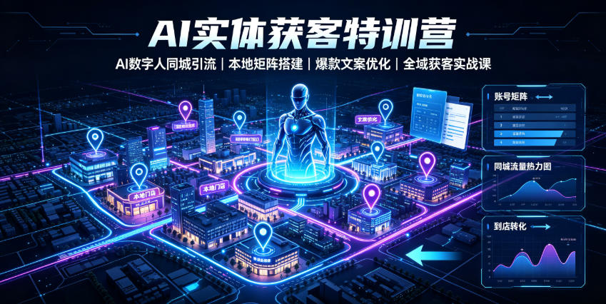 AI实体获客特训营｜AI数字人同城引流、本地矩阵搭建、爆款文案优化全域获客实战课-小创项目网