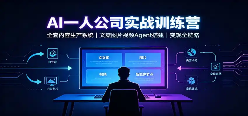 AI创作一人公司实战训练营：全套内容生产系统，文案图片视频Agent搭建变现全链路-小创项目网