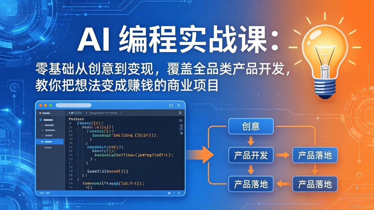 AI编程实战课-第三期-4月17更新：零基础从创意到变现，覆盖全品类产品开发，把想法变成赚钱项目-小创项目网