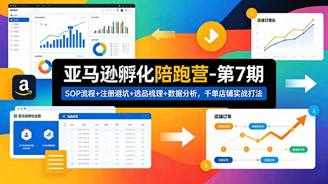亚马逊孵化陪跑营-第7期：SOP流程+注册避坑+选品梳理+数据分析，千单店铺实战打法-小创项目网