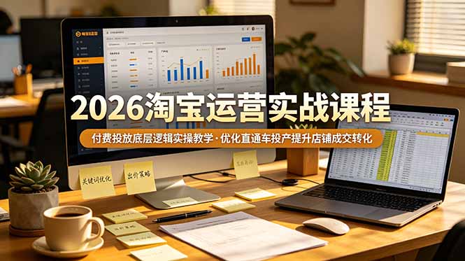 2026 淘宝运营实战课程，付费投放底层逻辑实操教学，优化直通车投产提升店铺成交转化-小创项目网