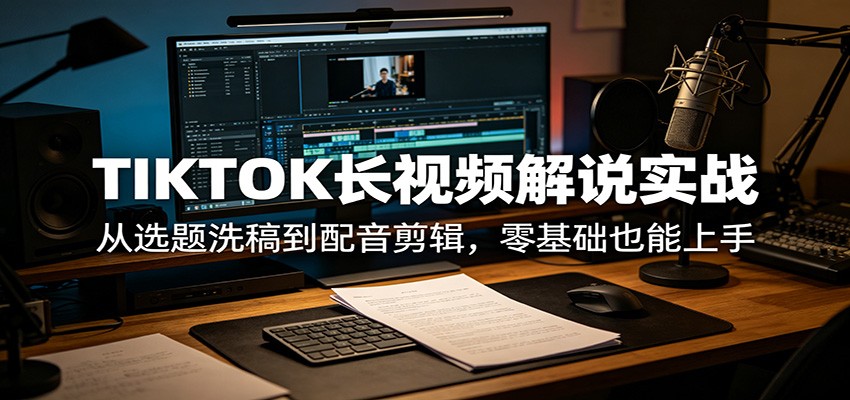 TIKTOK长视频解说实战：从选题洗稿到配音剪辑，零基础也能上手-小创项目网