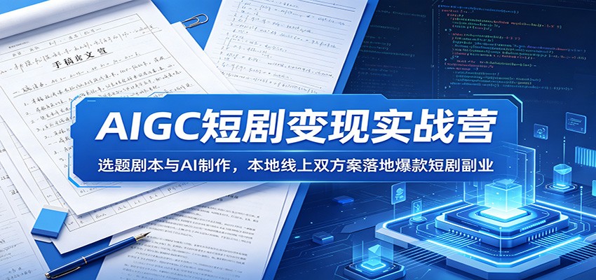 AIGC短剧变现实战营：选题剧本与AI制作，本地线上双方案落地爆款短剧副业-小创项目网