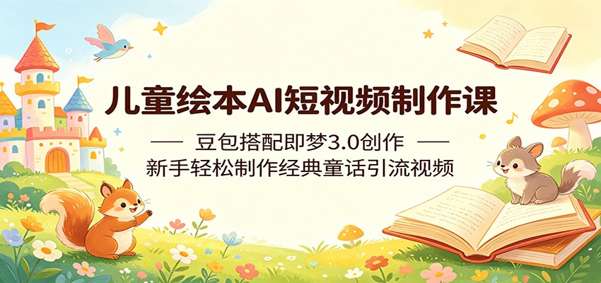 儿童绘本AI短视频制作课：豆包搭配即梦3.0创作，新手轻松制作经典童话引流视频-小创项目网
