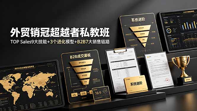 外贸销冠超越者私教班：TOP Sales9大技能+3个进化模型+B2B7大销售链路，系统进阶-小创项目网