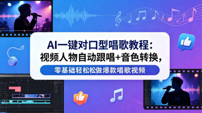 AI一键对口型唱歌教程：视频人物自动跟唱+音色转换，零基础轻松做爆款唱歌视频-小创项目网