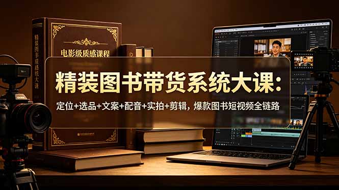 精装图书带货系统大课：定位+选品+文案+配音+实拍+剪辑，爆款图书短视频全链路-小创项目网