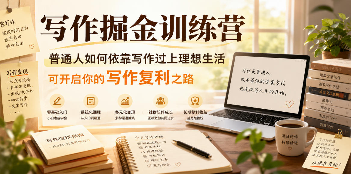 写作掘金训练营，普通人如何依靠写作过上理想生活，可开启你的写作复利之路(更新6月)-小创项目网