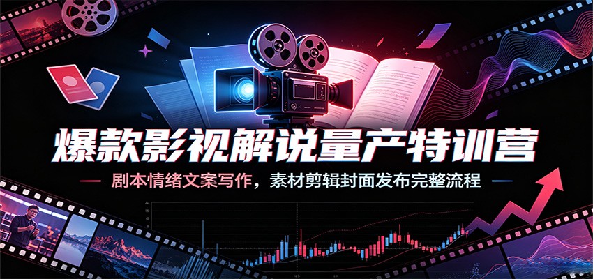爆款影视解说量产特训营：剧本情绪文案写作，素材剪辑封面发布完整流程-小创项目网
