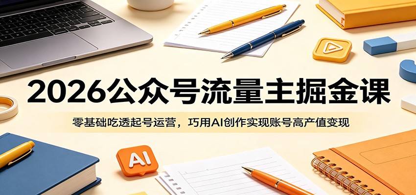 2026公众号流量主掘金课:零基础吃透起号运营,巧用AI创作实现账号高产值变现-小创项目网