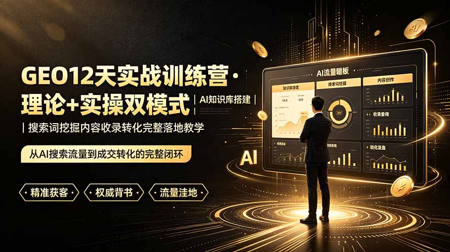 GEO12天实战训练营·理论+实操双模式｜AI知识库搭建｜搜索词挖掘内容收录转化完整落地教学-小创项目网