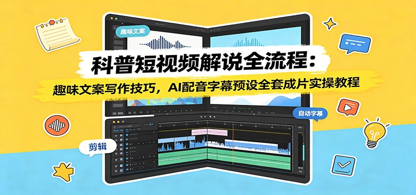 科普短视频解说全流程:趣味文案写作技巧,AI配音字幕预设全套成片实操教程-小创项目网