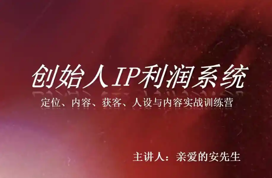 创始人IP利润系统8月训练营，定位、内容、获客、人设与内容实战训练营-小创项目网