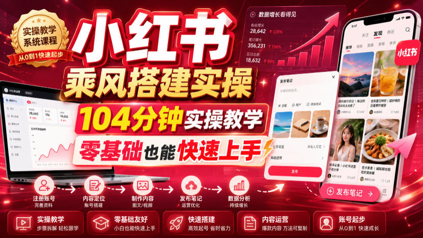 小红书乘风搭建实操，104分钟实操教学，零基础也能快速上手-小创项目网