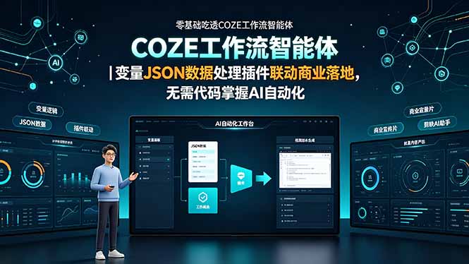 零基础吃透COZE工作流智能体｜变量JSON数据处理插件联动商业落地，无需代码掌握AI自动化-小创项目网