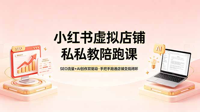 小红书虚拟店铺私教陪跑课，SEO流量+AI创作双驱动，手把手跑通店铺变现闭环-小创项目网