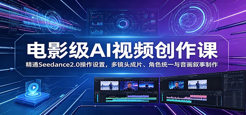 电影级AI视频创作课：精通Seedance2.0操作设置，多镜头成片、角色统一与音画叙事制作-小创项目网
