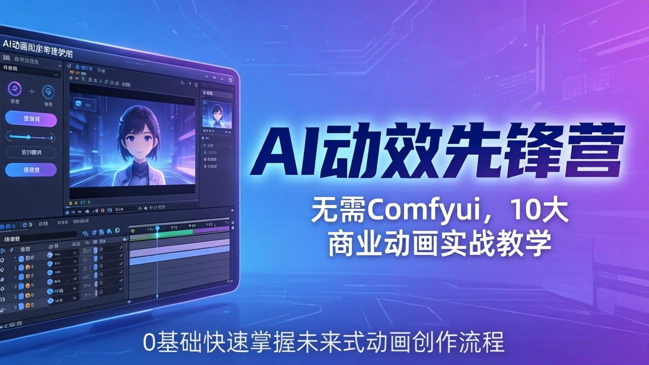 AI 动效先锋营：无需Comfyui，10大商业动画实战教学，0基础快速掌握未来式动画创作流程-小创项目网