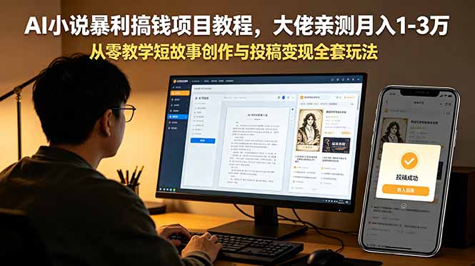 AI小说暴利搞钱项目教程，大佬亲测月入1-3万，从零教学短故事创作与投稿变现全套玩法-小创项目网