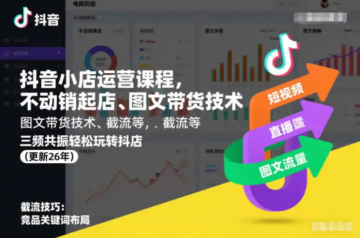 抖音小店运营课程，不动销起店、图文带货技术、截流等，三频共振轻松玩转抖店(更新260815)-小创项目网