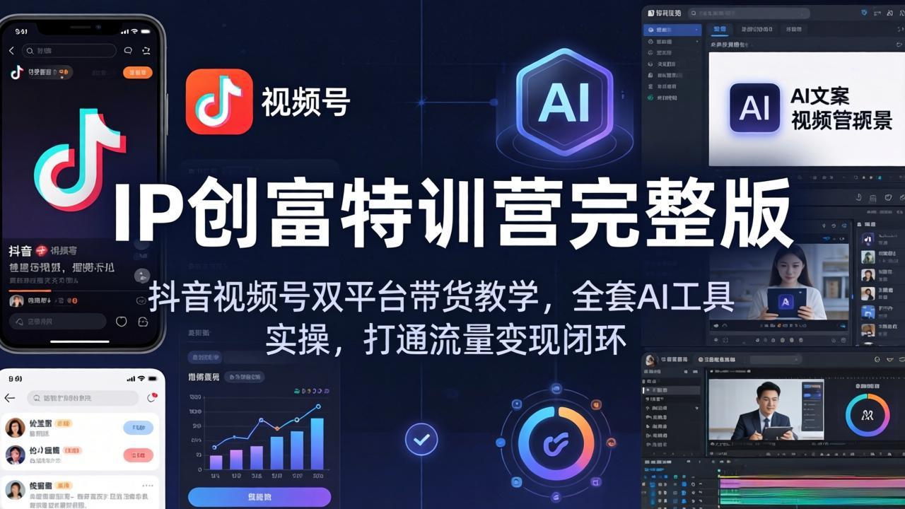 IP创富特训营完整版：抖音视频号双平台带货教学，全套AI工具实操，打通流量变现闭环-小创项目网