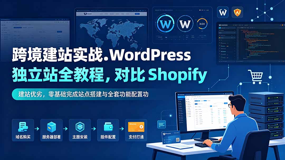 跨境建站实战：WordPress 独立站全教程，对比 Shopify 建站优劣，零基础完成站点搭建与全套功能配置-小创项目网