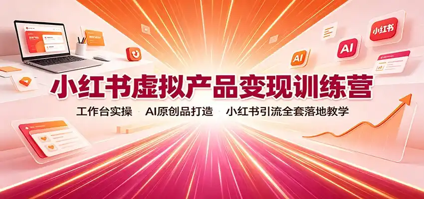 小红书虚拟产品变现训练营:工作台实操,AI原创品打造,小红书引流全套落地教学-小创项目网
