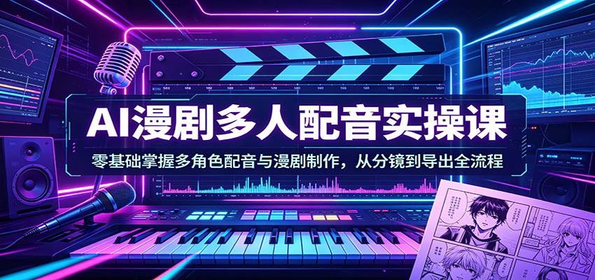 AI漫剧多人配音实操课:零基础掌握多角色配音与漫剧制作,从分镜到导出全流程-小创项目网