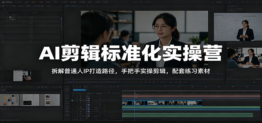 AI剪辑标准化实操营：拆解普通人IP打造路径，手把手实操剪辑，配套练习素材-小创项目网