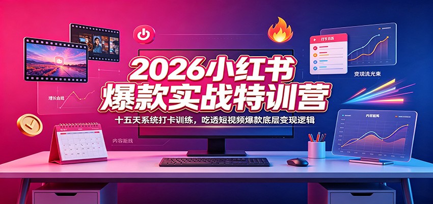 2026小红书爆款实战特训营:十五天系统打卡训练,吃透短视频爆款底层变现逻辑-小创项目网