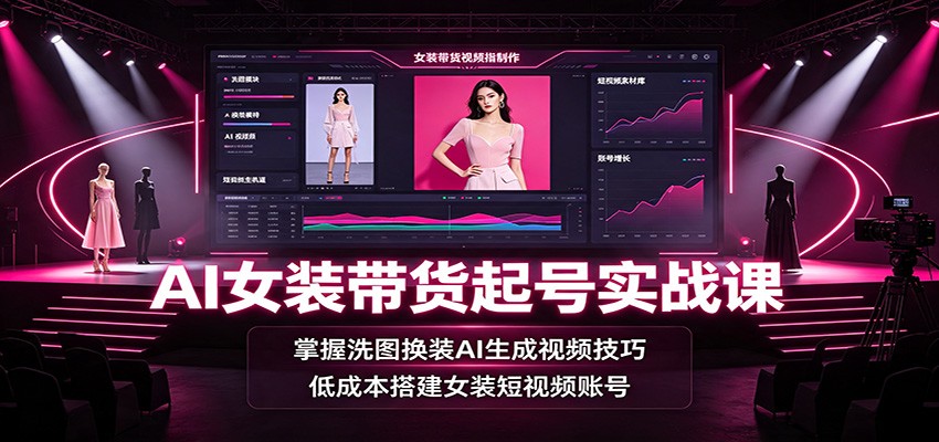 AI女装带货起号实战课:掌握洗图换装AI生成视频技巧,低成本搭建女装短视频账号-小创项目网