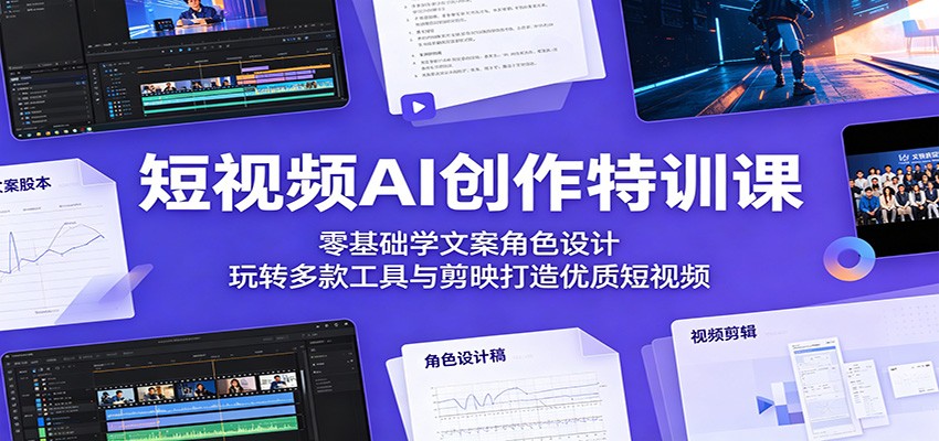 短视频AI创作特训课:零基础学文案角色设计,玩转多款工具与剪映打造优质短视频-小创项目网