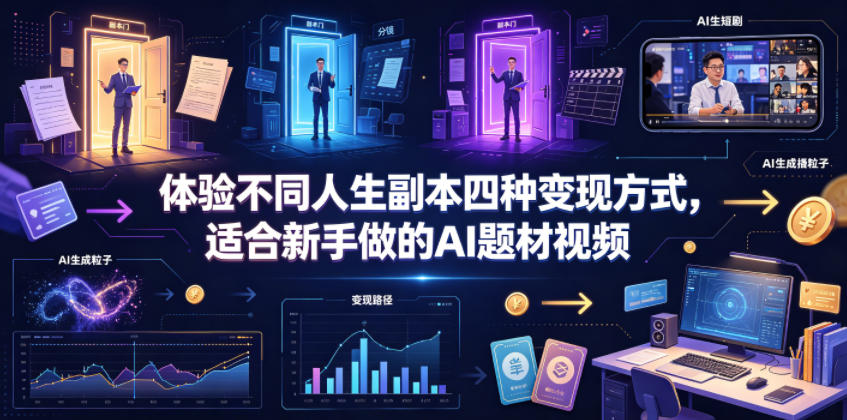 体验不同人生副本四种变现方式，适合新手做的AI题材视频-小创项目网